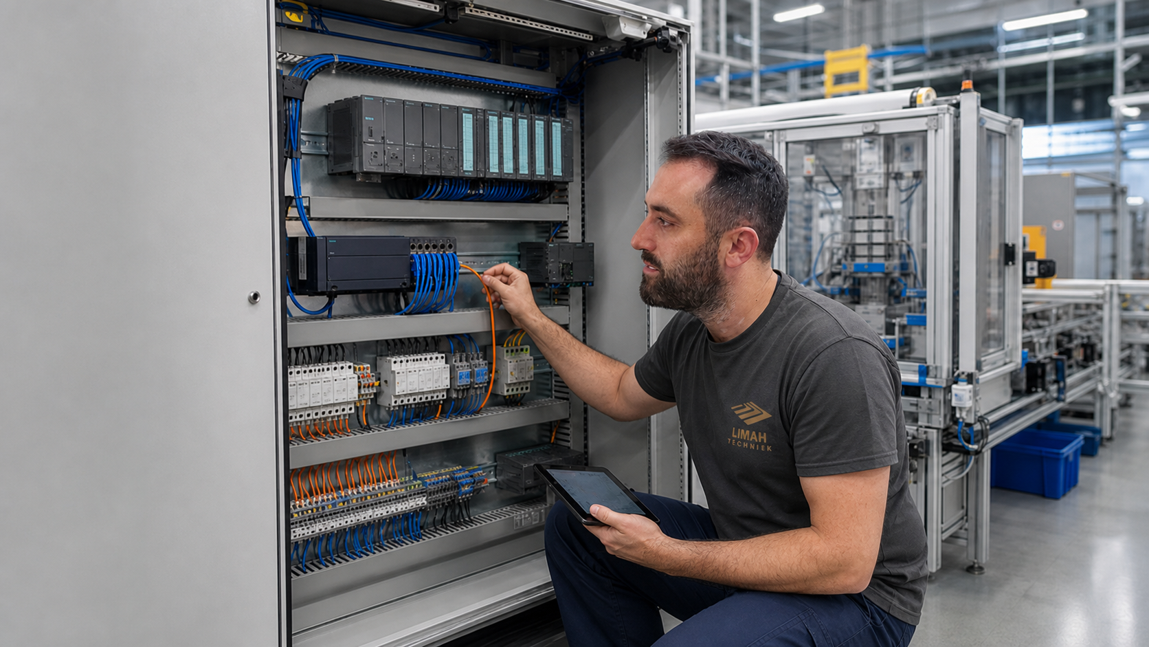 Factory machine communication and PLC cabling