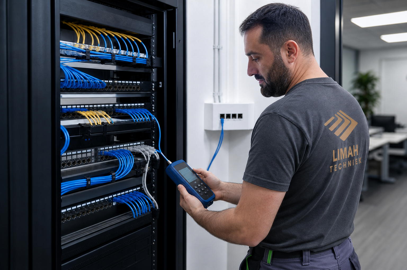 Network cabling and patch cabinet